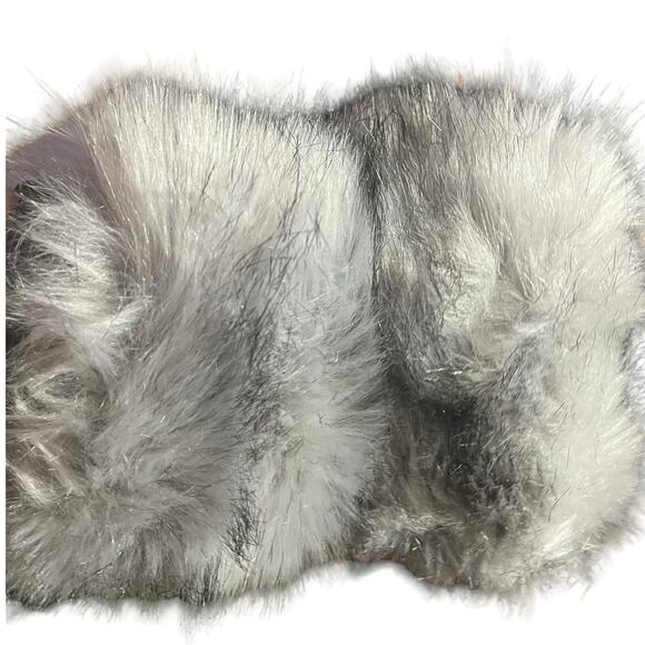 Set of 2 Faux Fur Cuffs in Gray with Black - Picture 1 of 4